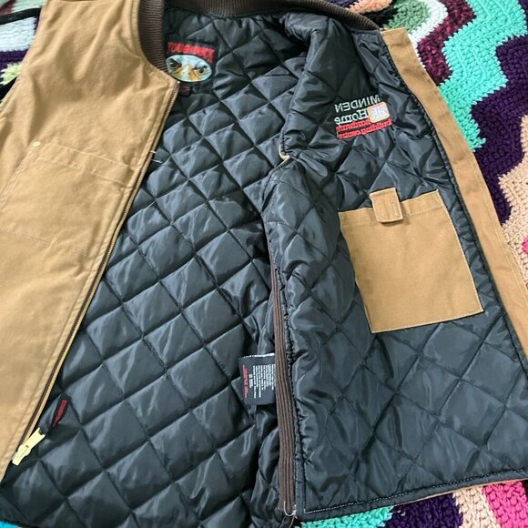 Vintage Tough Duck Canvas Vest Mens XL Brown Home Hardware Quilted Full Zip - Picture 5 of 11